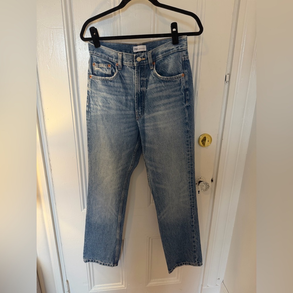 Zara Light Blue Straight Jeans